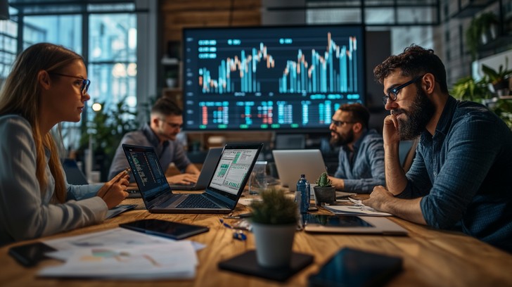Trading team at work